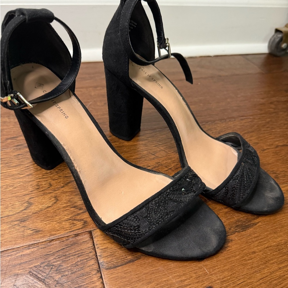 Call It Spring Black Block Heel Sandals